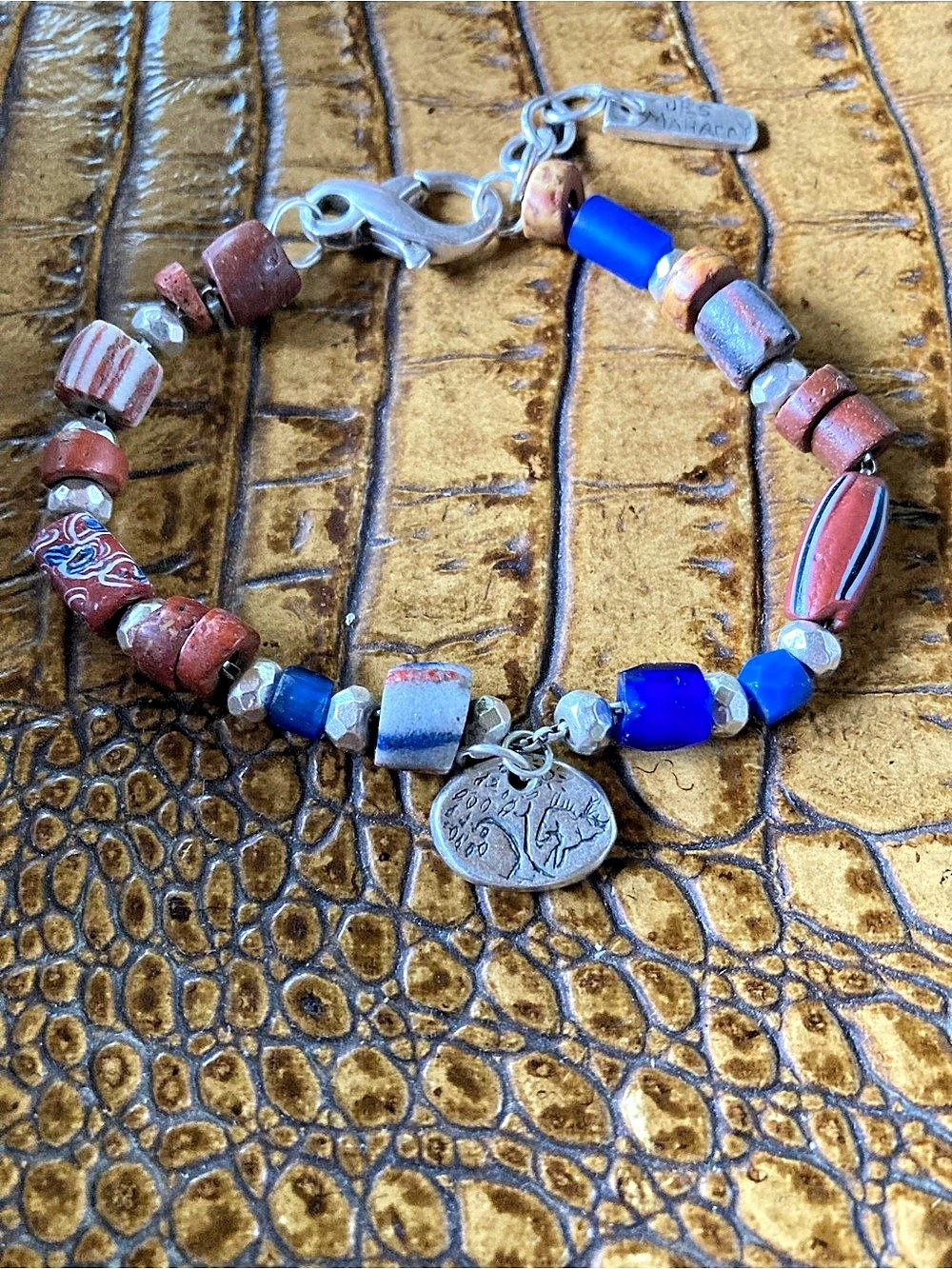 Vintage Jes Maharry Grow Strong Trade Bead Bracelet